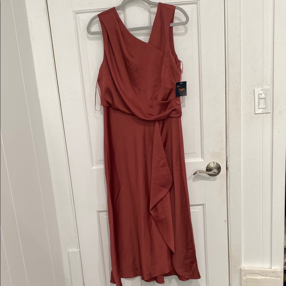 Just...Taylor Brown Asymmetrical Sundress Cowl Neck Cocktail
